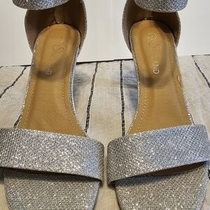 Shoe Land Elegant Silver Glitter High Heels
